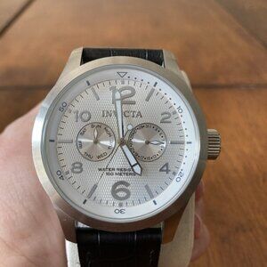 Invicta I-Force Silver Dial Stainless Steel Black Leather Men's Watch 13009